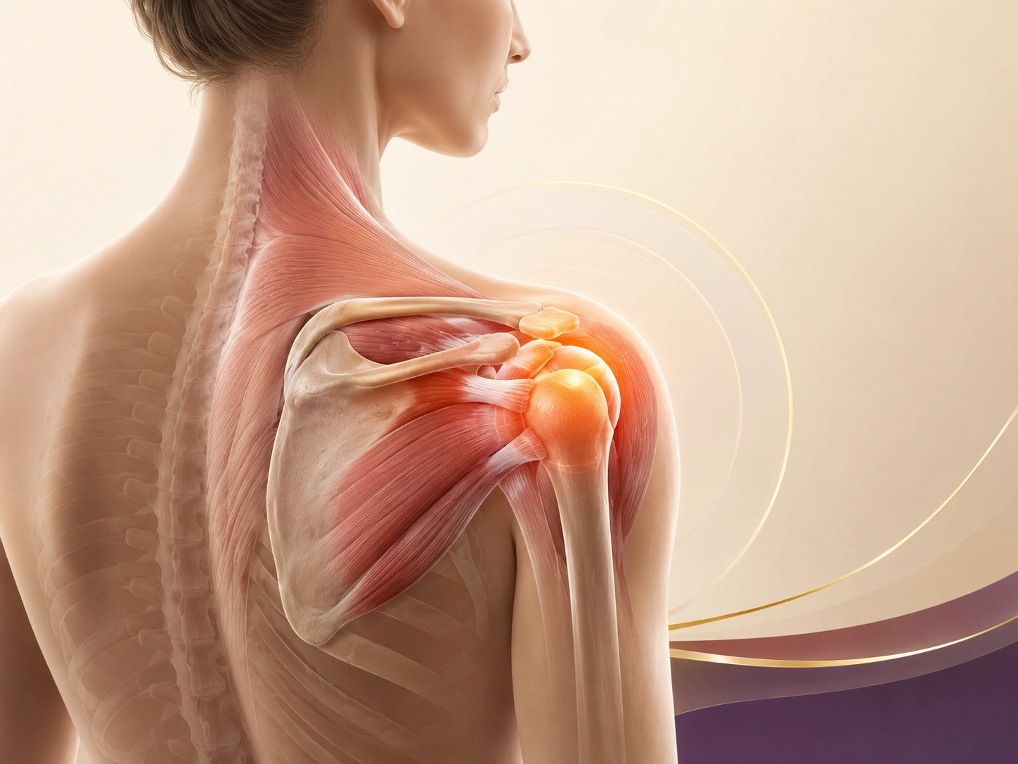 Shoulder pain illustration showing acupuncture support for shoulder tension and mobility
